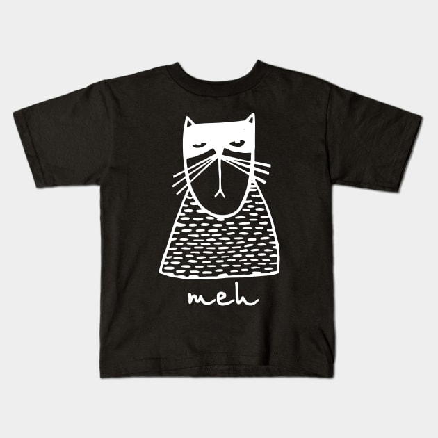 Sarcastic Funny Angry Cat MEH Halloween Kids T-Shirt by MasliankaStepan